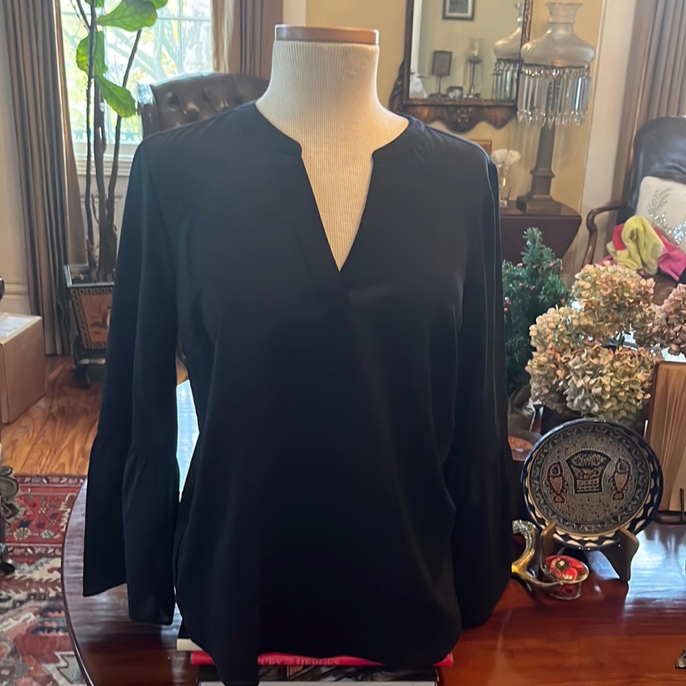 J. Crew Bell Sleeve V Neck Blouse - Picture 5 of 14